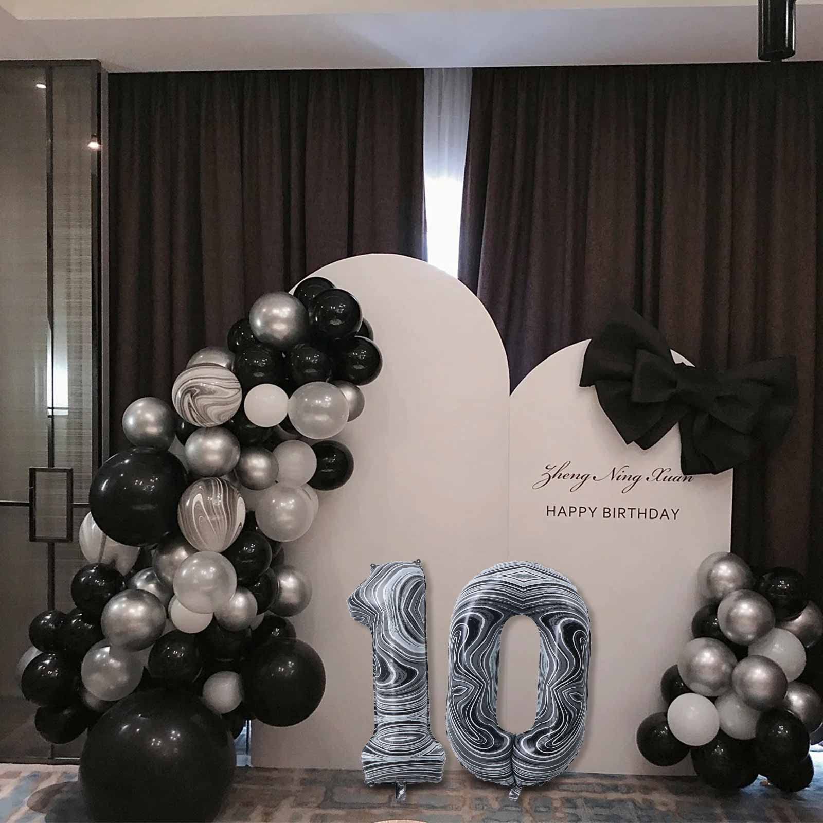 39 Balloon Number, 40 Inch Black Marble Foil Balloons Giant Jumbo Helium Number 39 Balloons for 39th Birthday Decorations Anniversary Events Boys Girls Party Decorations(Black Marble Agate)