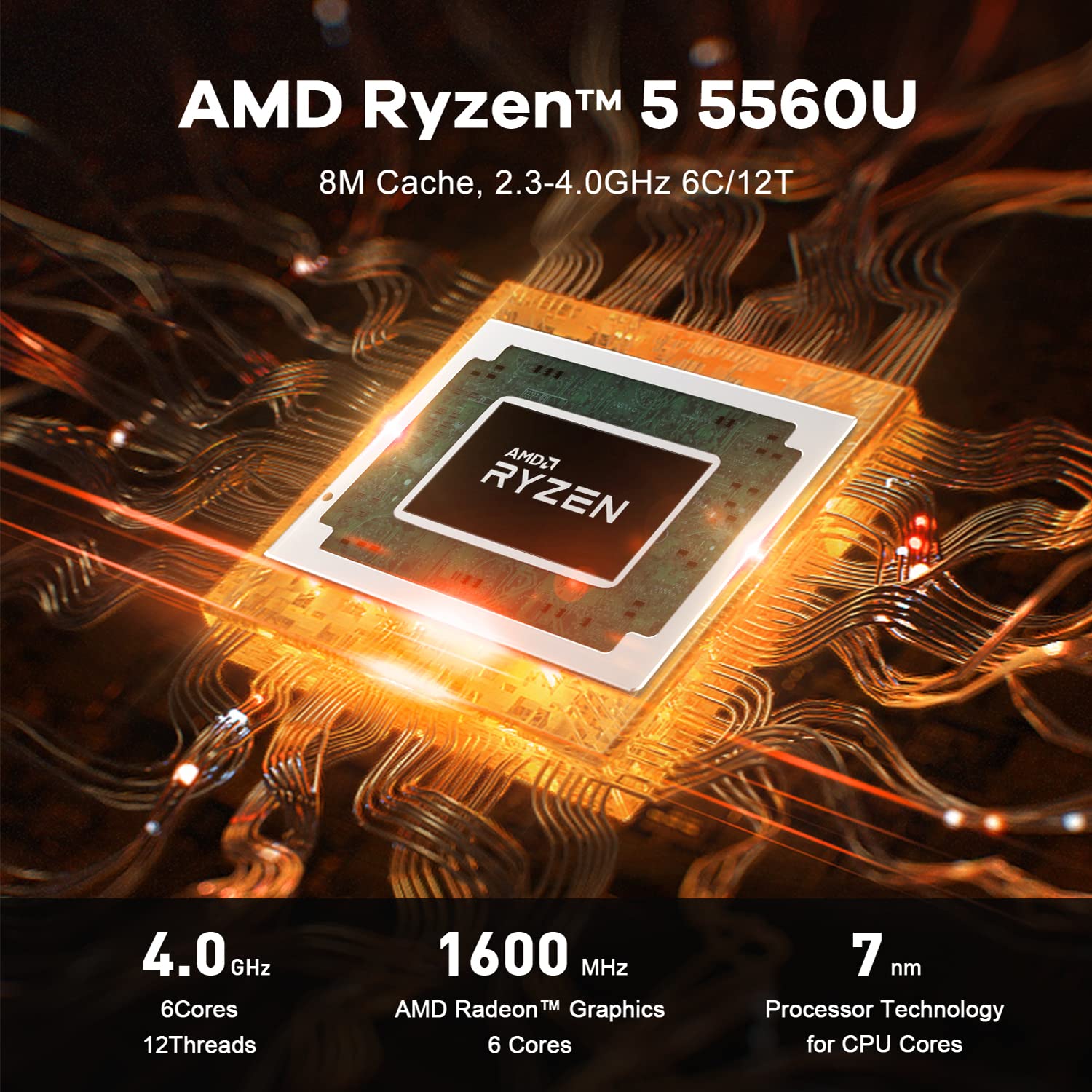 Beelink AMD Ryzen5 5560U Processor (up to 4.0GHz) 6C/12T, SER5 Mini PC with 16GB DDR4 + 500GB NVMe SSD, Mini Computer with 4K@60Hz Triple Display, WiFi6, BT 5.2 Mini Desktop Computer for Daily Office