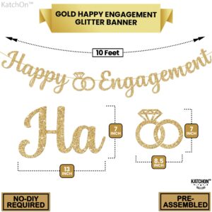 KatchOn, Gold Glitter Happy Engagement Banner - 10 Feet, No DIY | Engagement Party Decorations | Engagement Party Banner, Happy Engagement Decorations | Engaged Banner, Bachelorette Party Decorations