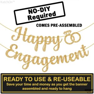 KatchOn, Gold Glitter Happy Engagement Banner - 10 Feet, No DIY | Engagement Party Decorations | Engagement Party Banner, Happy Engagement Decorations | Engaged Banner, Bachelorette Party Decorations