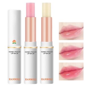 2 pcs peaches color changing lipstick, long lasting nutritious lip balm lips moisturizer temperature color change lip gloss lip makeup jelly crystal lipstick set for women