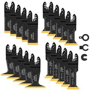 hotbest 20pcs bi-metal titanium coated oscillating saw blades, sharp wear resistant, fast cutting multitool saw blades with gasket adapters (20pcs)