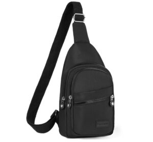 small sling backpack cross body bag for women, sling bag fanny pack crossbody bags for outdoors hiking traveling - black