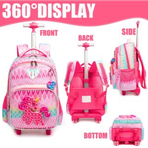 ZBAOGTW Unicorn Rolling Backpack for Girls Wheeled School Backpack 3 in 1 Girls Rolling Backpack for School,Travel,Picnic