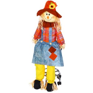 shappy 60 inch large fall scarecrow sitter halloween decoration country charm harvest outdoor indoor bird scare sitting scarecrow for garden home yard, boy style