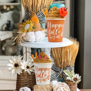 Fall Decor-2 Packs Mini Pumpkin Spice Latte Cups with Faux Whipped Cream -Fall Decorations for Home Table-Fall Tiered Tray Decor-Happy Fall Y'all for Gifts