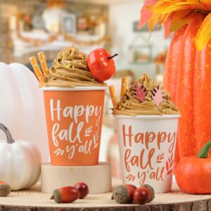 Fall Decor-2 Packs Mini Pumpkin Spice Latte Cups with Faux Whipped Cream -Fall Decorations for Home Table-Fall Tiered Tray Decor-Happy Fall Y'all for Gifts