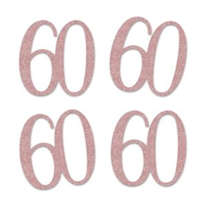 rose gold 60 cut-out numbers, 60th glitter birthday party anniversary decorations diy essentials