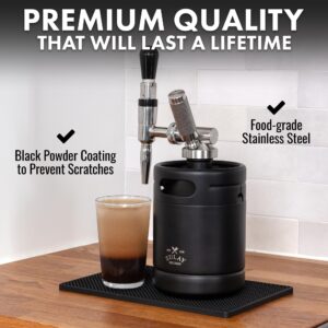 zulay nitro cold brew coffee maker - gift for coffee lovers - large 64 oz home keg - nitro cold brew keg with creamer faucet - nitro cold brew coffee maker for home - collapsible funnel & drip mat