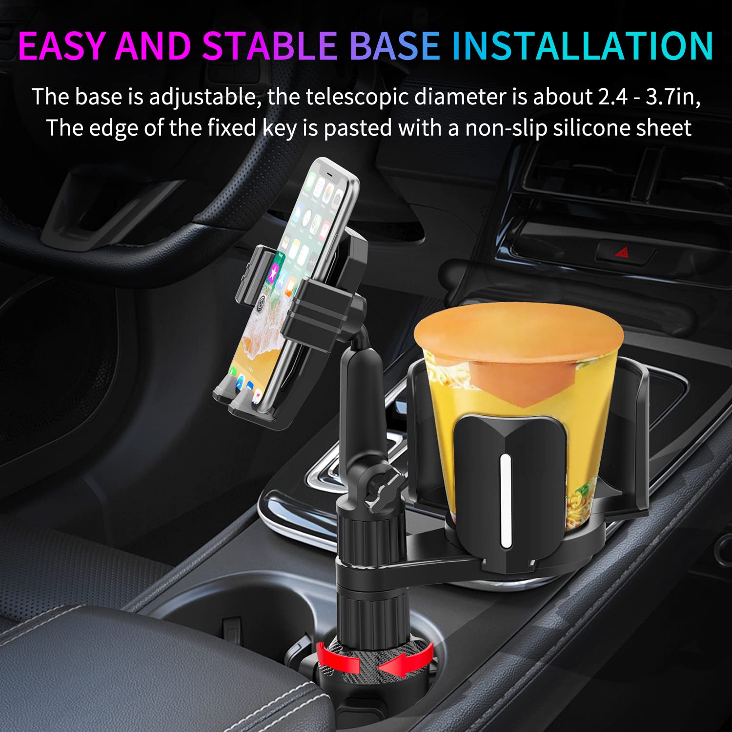 HUMBEST Cup Holder Phone Mount for car ， Phone Mount for car - 360° Rotation Cell Phone Holder car Compatible All Smartphones - Cup Holder Extender for a More Convenient Driving Experience