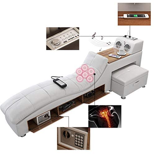 Its-Me Double Bed|King Size or Queen Size| Bonded Leather | Massage Function | Bluetooth Speakers | USB Charger |Radio| Save Box | (Brown, Double Queen)