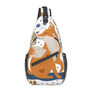 fox sling bag, chest bag daypack, crossbody sling backpack for travel sports running hiking