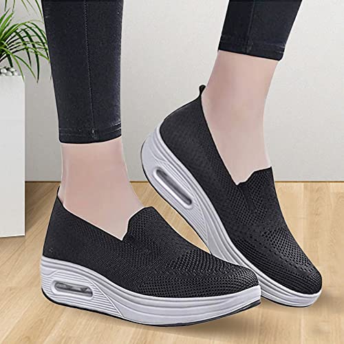 Women's Orthopedic Sneakers, 2023 New Orthopedic Walking Shoes Sandals with Arch Support, Premium Fashion Platform Sneaker Comfortable Walking Shoes for Ladies, Black, 7.5 US