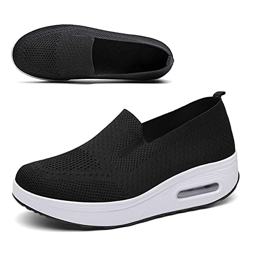 Women's Orthopedic Sneakers, 2023 New Orthopedic Walking Shoes Sandals with Arch Support, Premium Fashion Platform Sneaker Comfortable Walking Shoes for Ladies, Black, 7.5 US