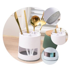 SHOWERORO 1pc Cutlery Storage Container Kitchen Utensil Holder Chopsticks Holder Desktop Stand Plastic Utensil Plastic Cutlery Tray Utensil Organizer White Abs To Open Manager