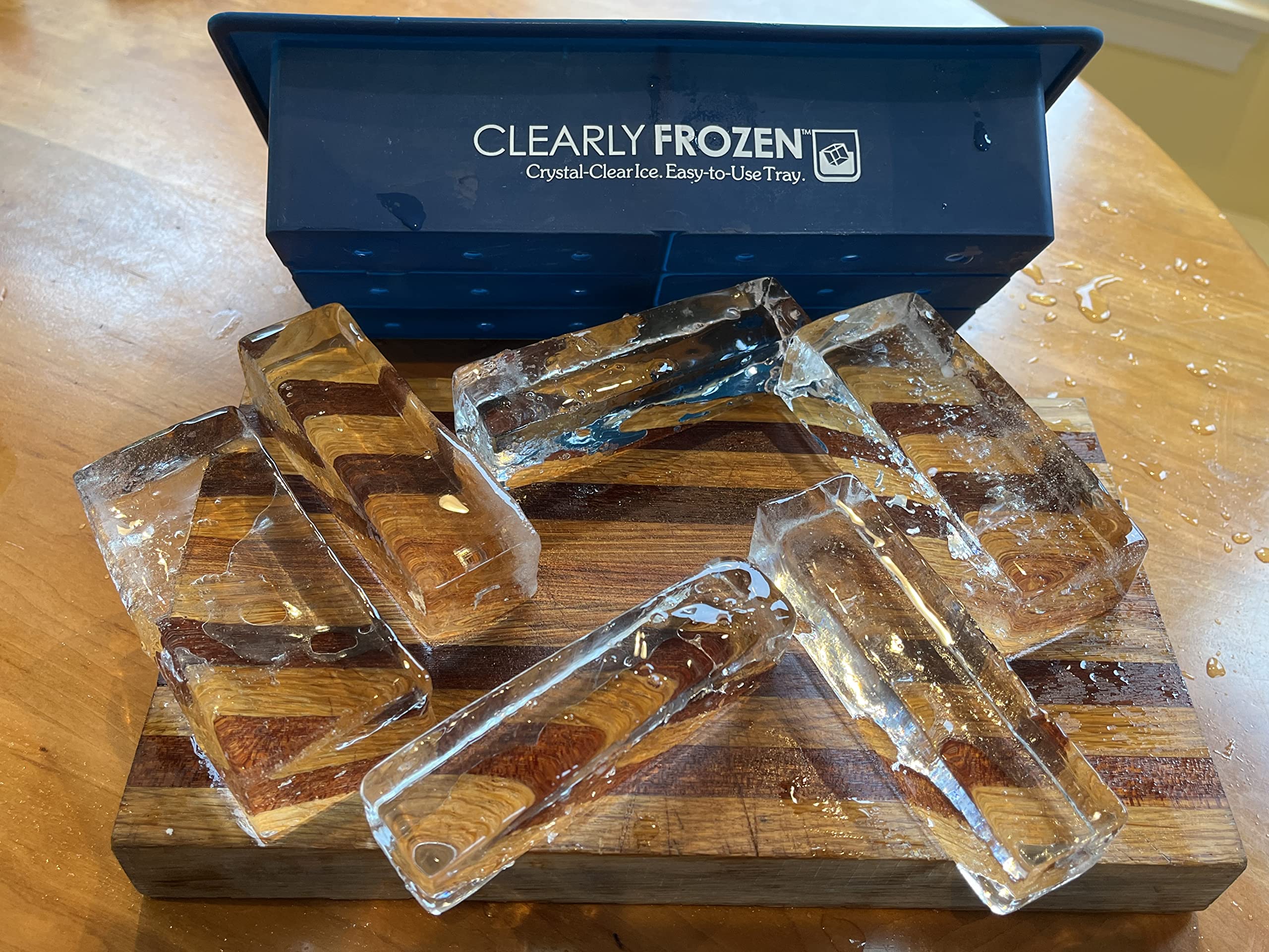 ClearlyFrozen High Capacity (Six 1.3” x 1.3” x 5” Ice Spears) Home Clear Ice Tray/Ice Maker With Multi-Size Mold Design Expandable to Six 1.3” x 2” x 5” Ice Slabs.