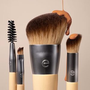 EcoTools New Natural Conceal, Enhance, & Sculpt Trio, Makeup Brushes For Foundation, Concealer, & Brows, Dense, Synthetic Bristles For Sculpting Face, Vegan & Cruelty-Free, 3 Piece Set