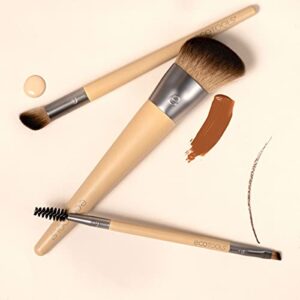 EcoTools New Natural Conceal, Enhance, & Sculpt Trio, Makeup Brushes For Foundation, Concealer, & Brows, Dense, Synthetic Bristles For Sculpting Face, Vegan & Cruelty-Free, 3 Piece Set