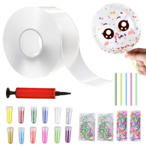 nano tape bubbles kit, double sided tape magic plastic bubbles balloon, diy craft kit, nano tape elastic bubble for adult, kids, girls, boys, party favors & fidget toys (9.8 feet)