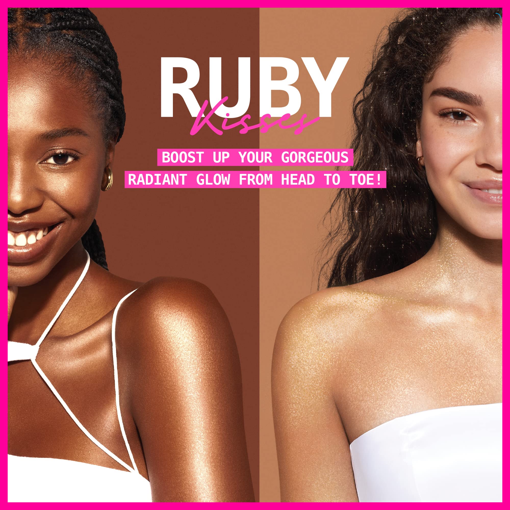 Ruby Kisses Radiant Drops, Shimmer Liquid Highlighter Makeup, Smooth Illuminator for Face Body, Natural Glow Dewiness Glitter for Skin (BLUSH GOLD)