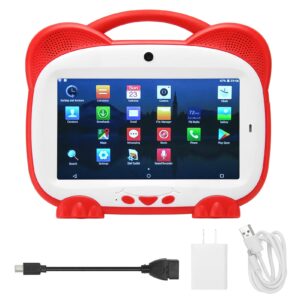 Naroote Children Tablet, Kids Tablet Quad Core 4GB and 32GB Dual Camera 7 Inch 4.0 HD 1080P for Girls (Red)