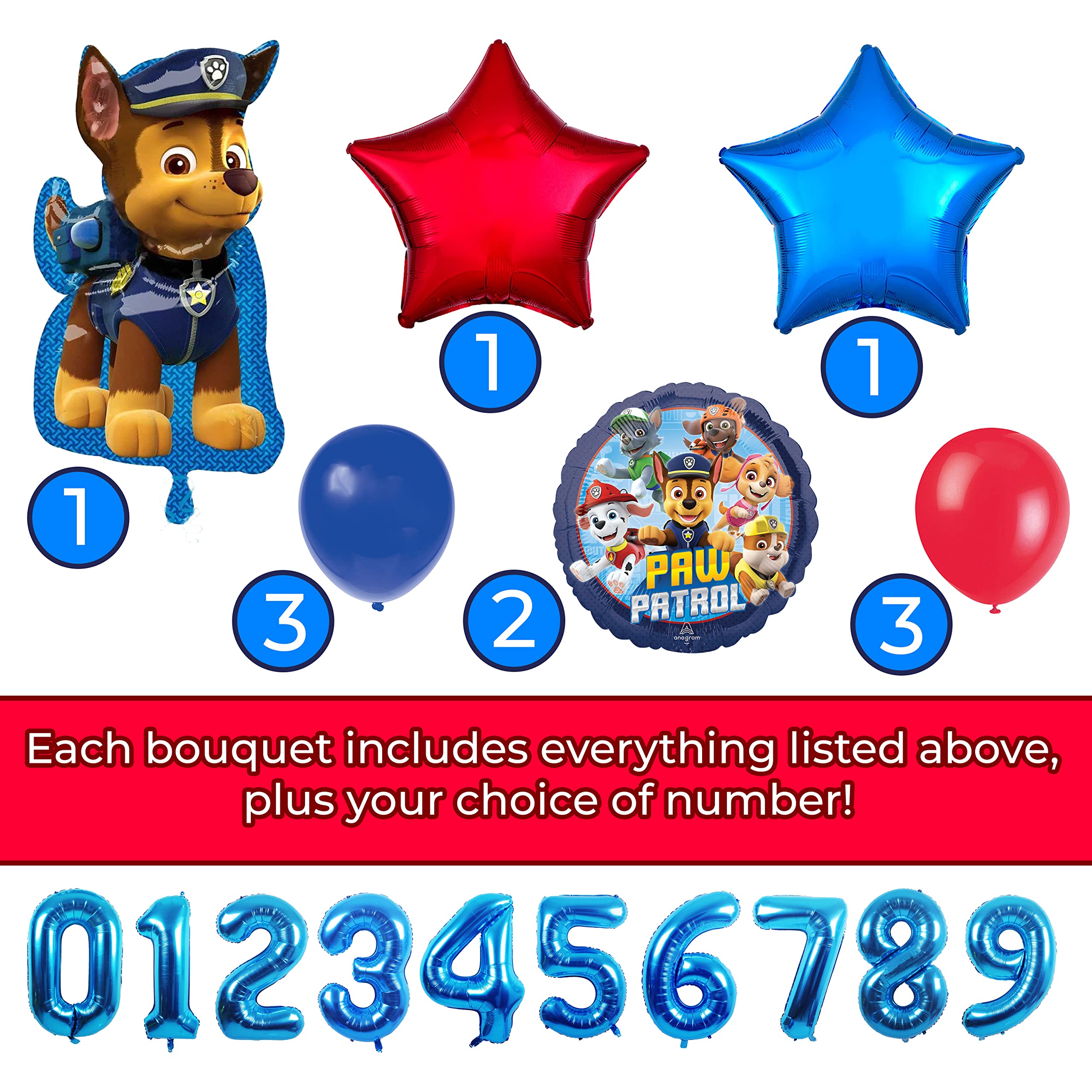 Costume Wizard Customizable 12pc Paw Patrol Birthday Balloon Bouquet - Party Supplies Decoration Bundle - Set of Latex & Foil Helium Balloons