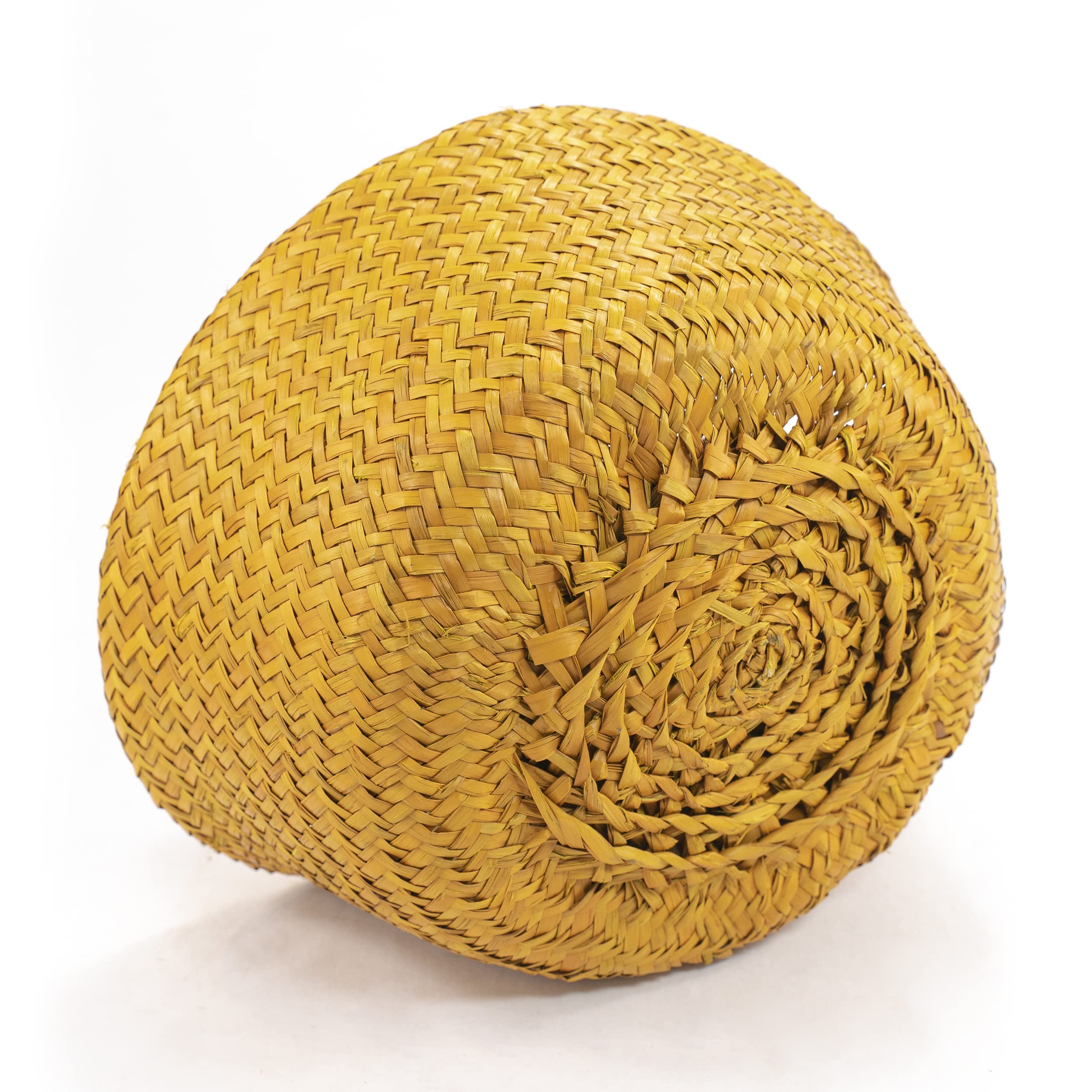 ShelterCast Dyed Seagrass Belly Basket with 8 Pompoms And Handle. (Yellow(Large))