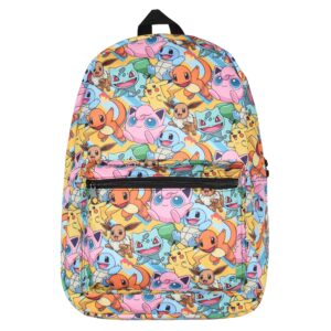 Bioworld Pokemon Backpack Pikachu Squirtle Jigglypuff Eevee Bulbasaur Charmander Laptop School Travel Backpack