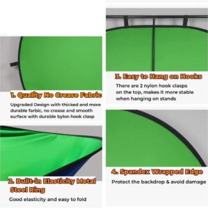 Blue Screen Green Screen Backdrop Double Sided Collapsible Green Screen with Carrying Bag,Portable Pop Up Green Screen Background for Streaming Webcam (Blue Green Screen, 39.4 * 59.1")