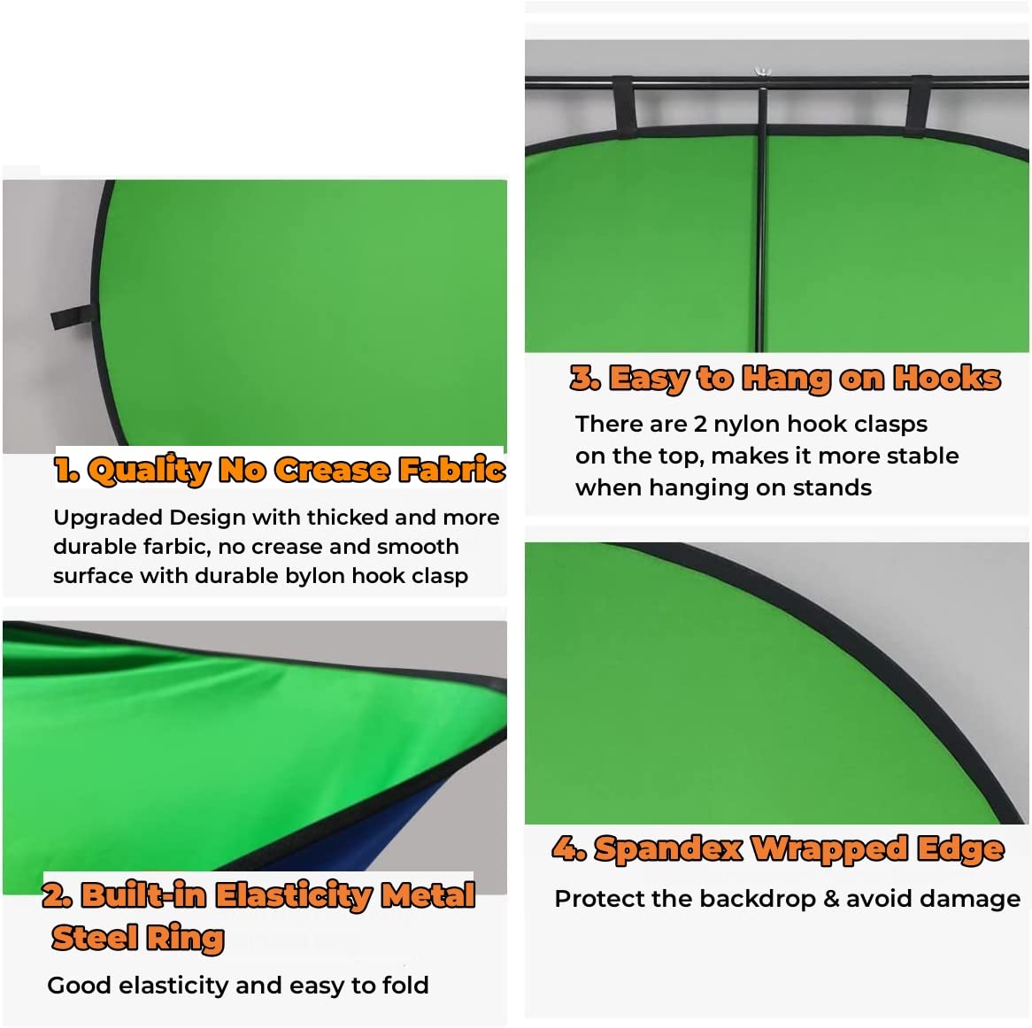 Blue Screen Green Screen Backdrop Double Sided Collapsible Green Screen with Carrying Bag,Portable Pop Up Green Screen Background for Streaming Webcam (Blue Green Screen, 39.4 * 59.1")