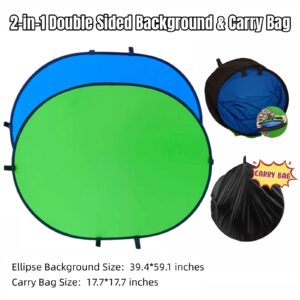 Blue Screen Green Screen Backdrop Double Sided Collapsible Green Screen with Carrying Bag,Portable Pop Up Green Screen Background for Streaming Webcam (Blue Green Screen, 39.4 * 59.1")