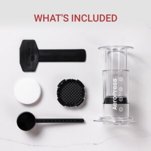 AeroPress Clear Coffee Press – 3 in 1 brew method combines French Press, Pourover, Espresso - Full bodied coffee without grit or bitterness - Small portable coffee maker for camping & travel