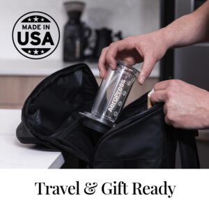 AeroPress Clear Coffee Press – 3 in 1 brew method combines French Press, Pourover, Espresso - Full bodied coffee without grit or bitterness - Small portable coffee maker for camping & travel