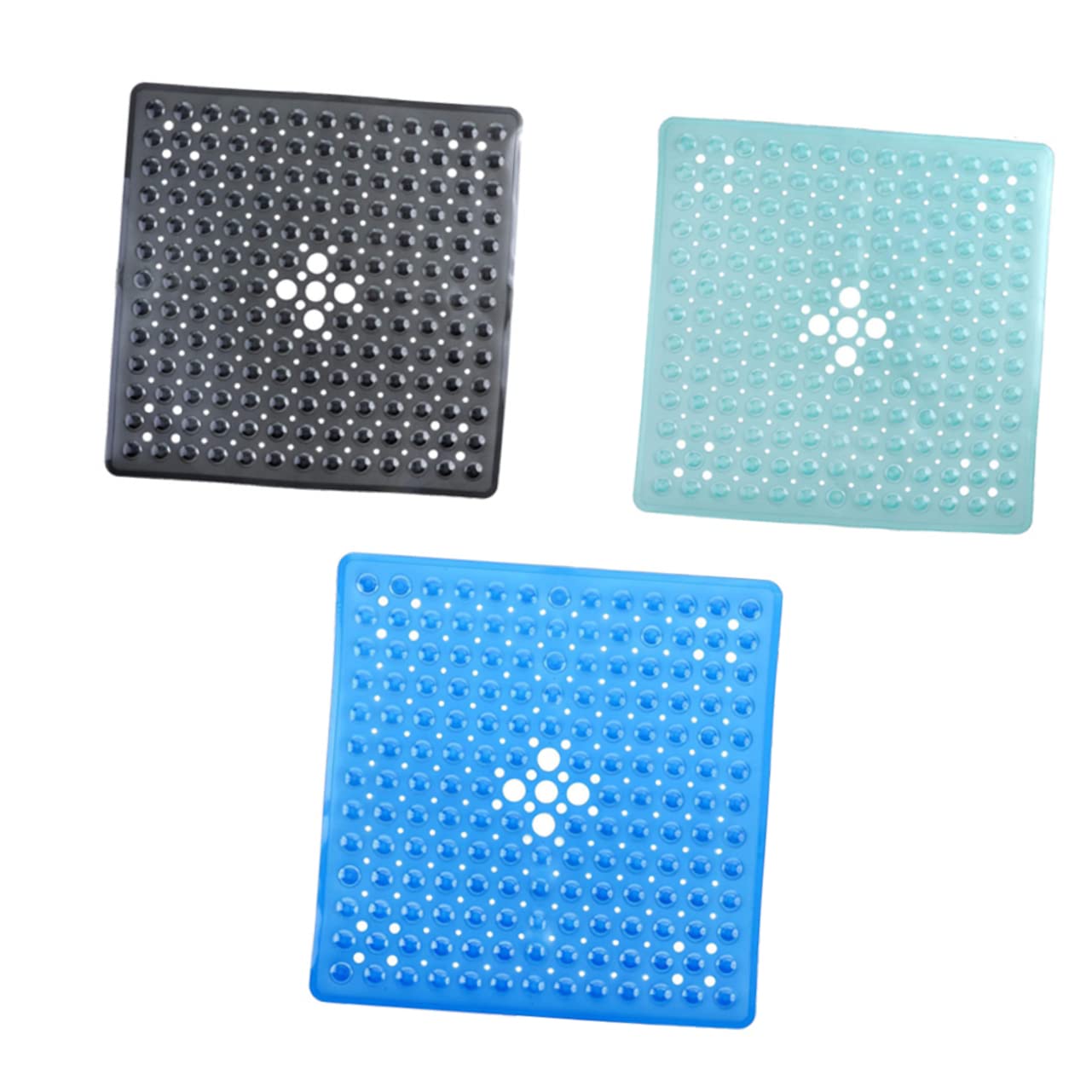 Cabilock Drain Holes Shower Pad Square Bathtub Mat Anti Slip Tub Mat Bathroom Non Slip Shower Mats Outdoor Carpet Suction Cups Traction Shower Mat Shower Bath Mat Foot Pad Floor Suction Pad