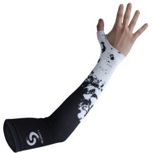 selerity gaming arm sleeve pc sport open glove thumb hole esports gamers paints spray, white black, medium