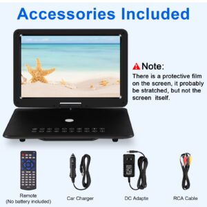 19.6" Portable DVD Player with 17.1" HD Swivel Screen, 4H Rechargeable Battery, Support USB/SD Card/Discs/Sync TV, Dual Stereo Speakers, Last Memory, Car Charger, Remote Control