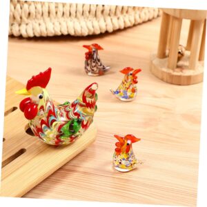 FOYTOKI Japanese Style Animals Statues Home Decors 4pcs Animal Decorations Japanese-Style Glass Crafts Rooster Statue Glass Animal Miniature