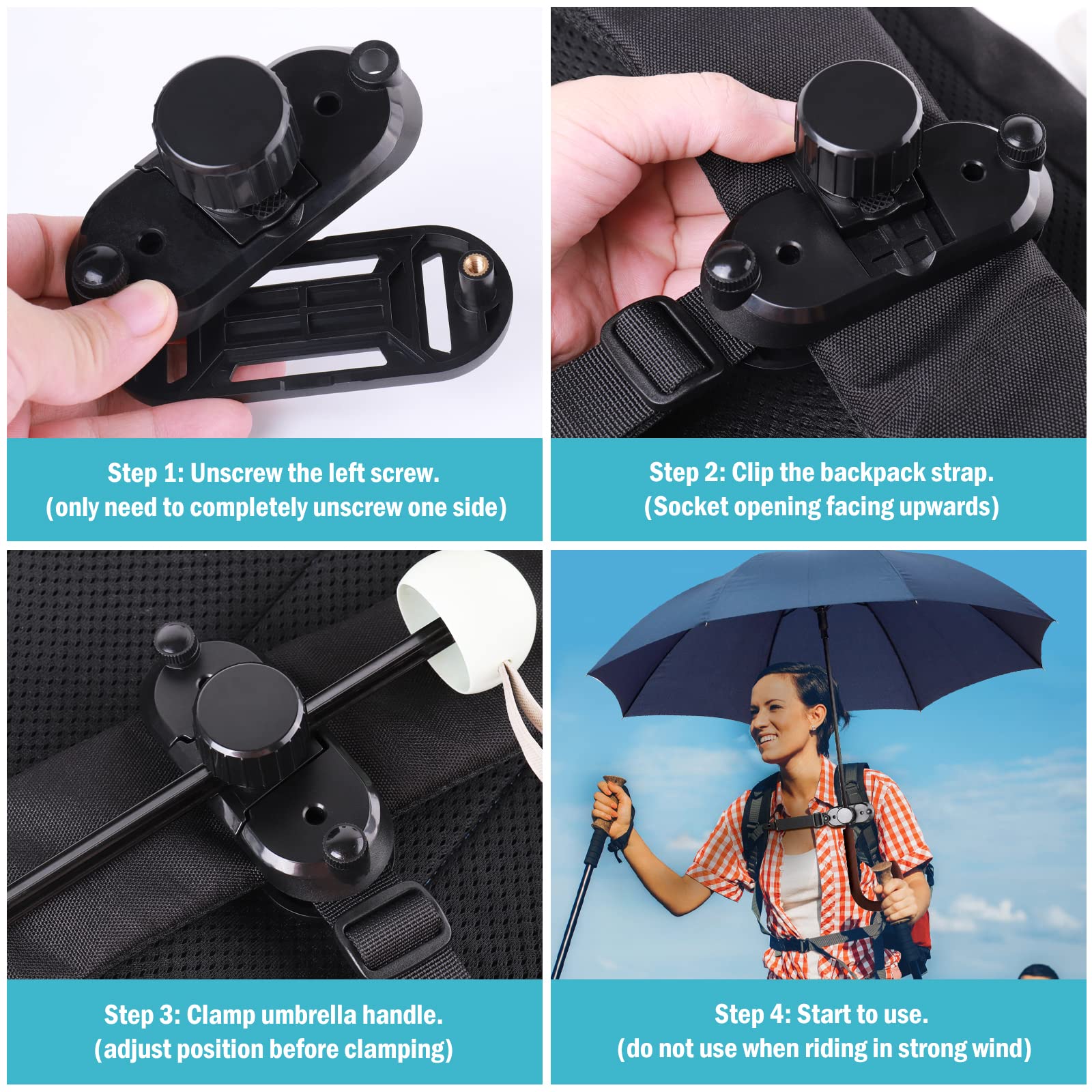 WISHFORU Hands-Free Backpack Umbrella Holder – for Backpack Use, Essential Traveling Accessories for Daily Use