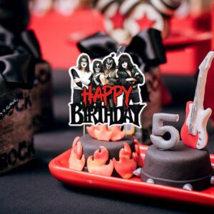 Rock Music Party Decorations,Birthday Party Supplies For Rock Music Band Party Supplies Includes Banner - 12 Cake Toppers - 18 Balloons