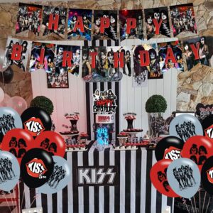 Rock Music Party Decorations,Birthday Party Supplies For Rock Music Band Party Supplies Includes Banner - 12 Cake Toppers - 18 Balloons