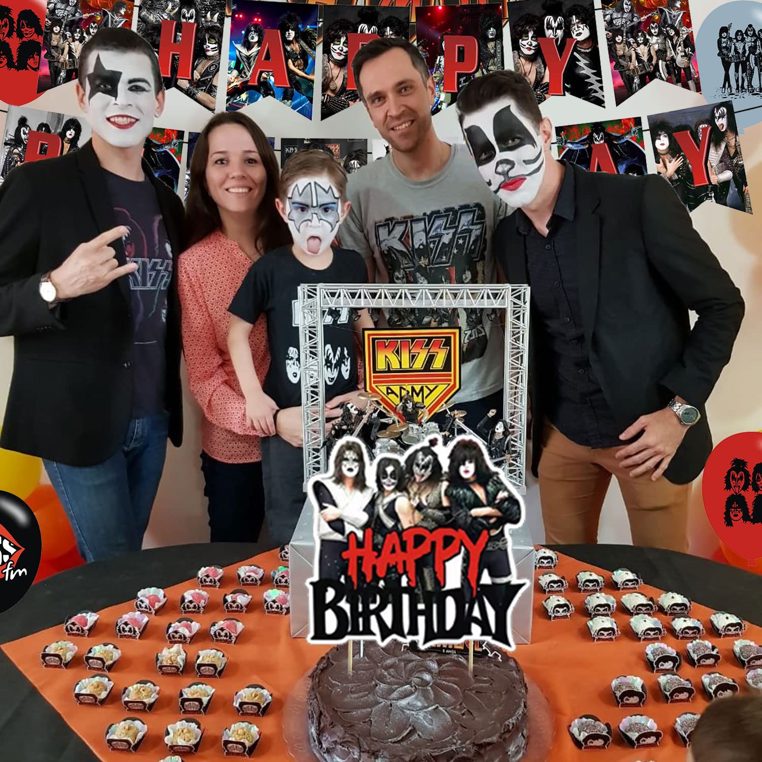 Rock Music Party Decorations,Birthday Party Supplies For Rock Music Band Party Supplies Includes Banner - 12 Cake Toppers - 18 Balloons