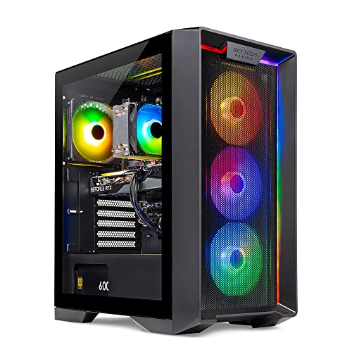 Skytech Gaming Nebula Gaming PC Desktop – Intel Core i3 12100F 3.3 GHz, NVIDIA GTX 1650, 500GB NVME SSD, 16GB DDR4 RAM 3200, 600W Gold PSU, 11AC Wi-Fi, Windows 11 Home 64-bit,Black