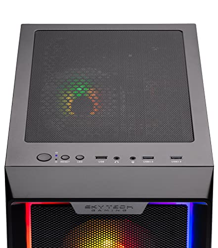 Skytech Gaming Nebula Gaming PC Desktop – Intel Core i3 12100F 3.3 GHz, NVIDIA GTX 1650, 500GB NVME SSD, 16GB DDR4 RAM 3200, 600W Gold PSU, 11AC Wi-Fi, Windows 11 Home 64-bit,Black