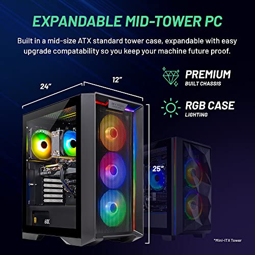 Skytech Gaming Nebula Gaming PC Desktop – Intel Core i3 12100F 3.3 GHz, NVIDIA GTX 1650, 500GB NVME SSD, 16GB DDR4 RAM 3200, 600W Gold PSU, 11AC Wi-Fi, Windows 11 Home 64-bit,Black