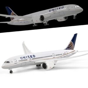 Bswath Large Model Airplane 1:130 American United Airway Boeing 787 Model Jet Plane Model for Adults with LED Light for Gift and Decoration