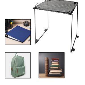 Kitston Metal Locker Shelf for School, Gym, or Work, Stackable, Use Also Under Sink and in Cabinets (Black)