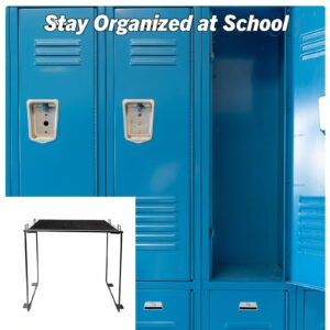 Kitston Metal Locker Shelf for School, Gym, or Work, Stackable, Use Also Under Sink and in Cabinets (Black)