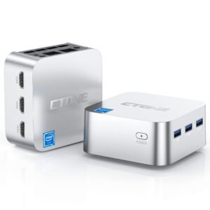 CTONE Mini PC Intel 12th N95(Up to 3.4GHz) 16GB RAM 512GB M.2 2242 NGFF with Windows 11 Pro Small Portable Compact Mini Computers Support Triple Screen Display 4K@60Hz/2*RJ45/Dual-WiFi/BT 4.2