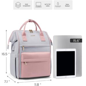 LOVEVOOK Laptop Backpack for Women Teacher Nurse Bag, 15.6 Inch Womens Work Bags, Waterproof Travel Backpack Purse, Business Computer Laptop Bag with USB Port