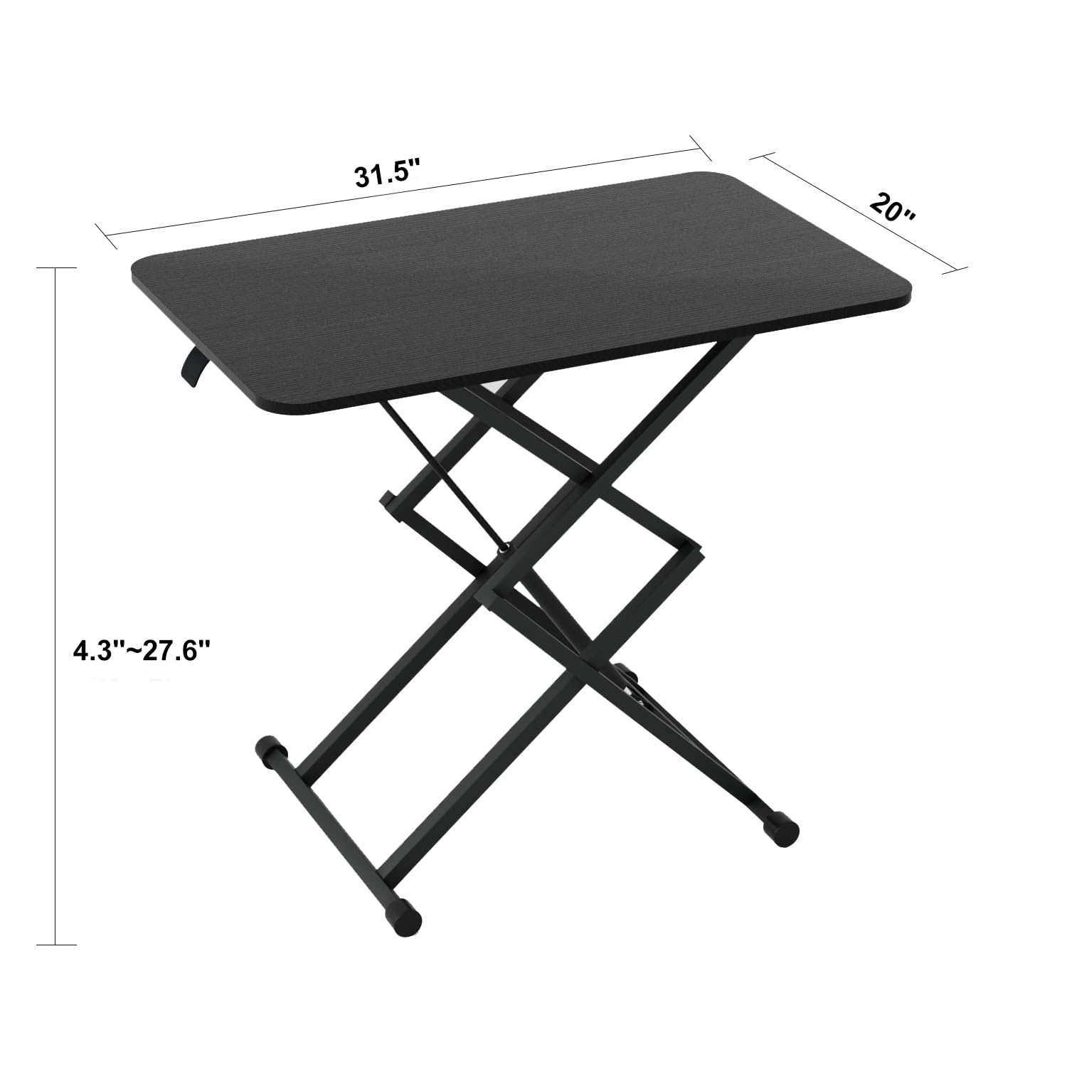 ZMYCZ Desk, Height Adjustable Converter, 31.5''x20'' Workstation, Ergonomic Gas Desk, Sit Stand Tabletop Monitor and Laptop Riser (Black)